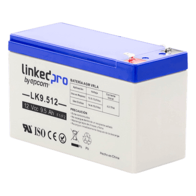 Batería de Respaldo AGM-VRLA / 12 V / 9.5 Ah / Vida Útil 5 Años / Terminales F1 + Adaptador F2 / Certificación UL LK9.512 LINKEDPRO BY EPCOM