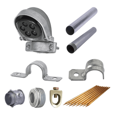 Kit de Acometida Eléctrica / Mufa 1-1/4' / Tubo Pared Gruesa 3 m (9.84 ft) / Varilla Tierra 1.5 m (4.92 ft) / 10 Piezas KIT-ACOMETIDA JUPITER