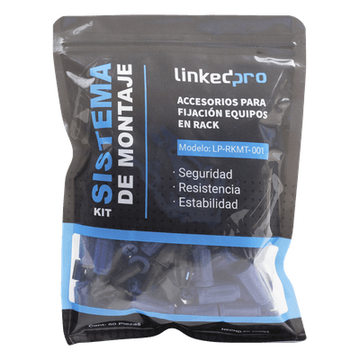 Kit de Montaje Rápido para Rack / Sin Tuercas Enjauladas / Carga 50 kg (110.2 lb) / 19 Pulgadas / 50 Piezas / Polímero Resistente LP-RKMT-001 LINKEDPRO BY EPCOM