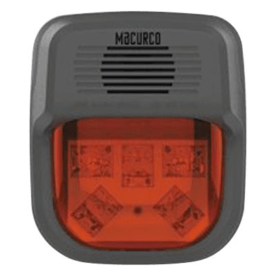 Sirena Estrobo Rojo / Salida Alta Potencia / Montaje 4x4 in / Candela Ajustable 15-110 cd / Tono Continuo o Temporal HS-R-HORN MACURCO - AERIONICS