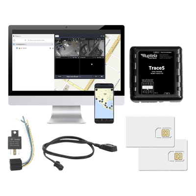 Kit de Localizador Vehicular 2G y 4G / Rastreo en tiempo real / Detección de Jammer / Registro de conductores / Control de temperatura y combustible / Relay + Botón de pánico + SIM 500MB 2 años TRACE5KIT3 RUPTELA