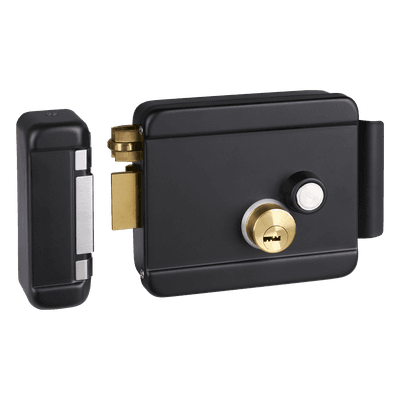 Cerradura Eléctrica con Botón de Salida / Doble Cerrojo / 12 VDC 2.5 A / Activación por Pulso 2 s / Exterior Izquierda / Cuerpo 129 x 103 x 38 mm BL-ACCESSRIMBL ACCESSPRO