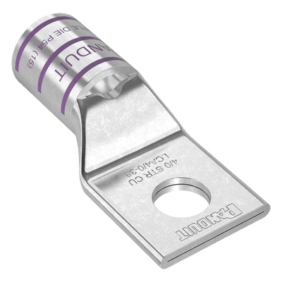 Zapata de Compresión de Cobre / Conductor 4/0 AWG / Orificio 3/8" (9.5 mm) / Diseño Estándar / 1 Pieza LCA4/0-38-X PANDUIT