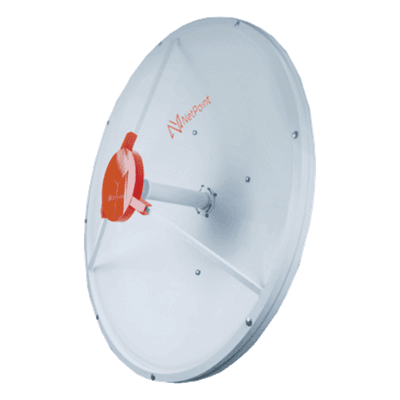 Antena parabólica profunda blindada / 3 ft (0.9 m) / 4.5-5.5 GHz / 34 dBi / SLANT 45° y 90° / Alcance 60 km / N-hembra NP4530 NetPoint