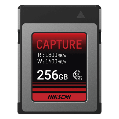 Memoria CFexpress Tipo B / 256 GB / Lectura 1800 MB/s / Escritura 1400 MB/s / PCIe Gen 3×2 / 8K RAW / -10 °C a 70 °C HS-CFE-E300/256G HIKSEMI by HIKVISION
