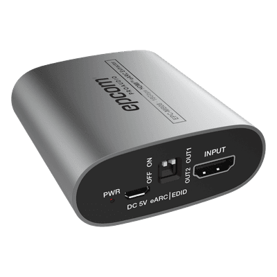 Extractor de Audio eARC HDMI / 18 Gbps / 4K HDR / Salidas Óptica y Coaxial Simultáneas / Audio HD 7.1 / Dolby Atmos y DTS:X / Diseño Compacto EPC-MB08 EPCOM PROAUDIO