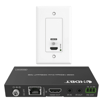 Extensor HDBaseT de Placa de Pared / 4K2K@60Hz / 40 m (131.2 ft) / 1080p a 70 m (229.7 ft) / PoC / IR Bidireccional / RS-232 / HDMI 2.0b 18 Gbps EPP-WPB70 EPCOM PROAUDIO