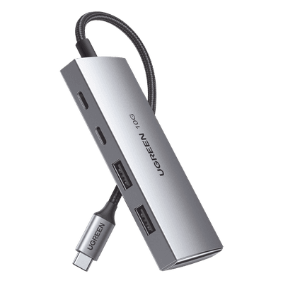 HUB USB-C 3.2 Gen 2 / 4 Puertos / 10 Gbps / Aluminio / Nylon Trenzado / Multiplataforma