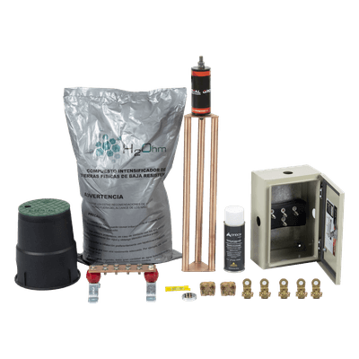 Kit de Puesta a Tierra / Electrodo Magnetoactivo 50 x 11.5 cm / Capacidad 45 A / Resistencia < 2 Ω / NEMA 4 / Sin Mantenimiento 20 Años