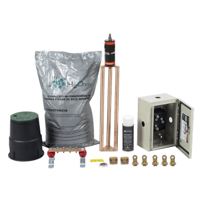 Kit de Puesta a Tierra / 70 A / Resistencia < 2 Ω / Electrodo Magnetoactivo / Compuesto Mejorador / IP66 NEMA 4