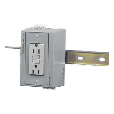 Caja Utilitaria para Riel DIN / Contacto Dúplex GFCI 15 A / 125 V / NEMA 5-15R / 2 Polos / Gris HUB-DRUB-GFI15 HUBBELL