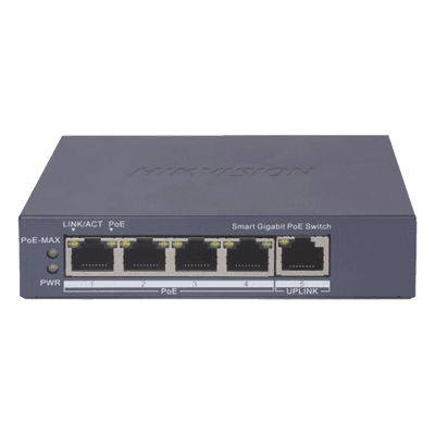 Switch PoE+ Administrable / 4 Puertos Gigabit PoE+ / 1 Puerto Uplink Gigabit / Alcance Extendido 300 m (984.3 ft) / 60 W / Gestión en Nube