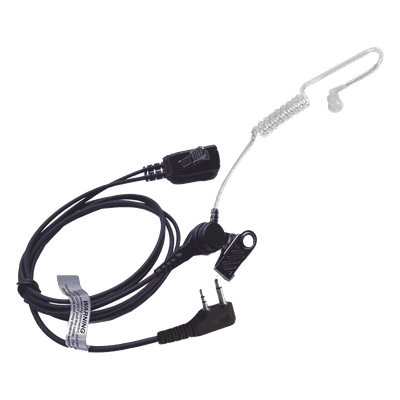 Micrófono-Audífono / Tubo Acústico Transparente / Conector 2 Pines / PTT de Solapa / Cable Kevlar / Compatible ICOM TX-EHIAV2S TXPRO