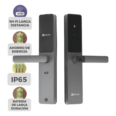 Cerradura Inteligente / Cerrojo Tipo Americano / Wi-Fi y Bluetooth / 50 Huellas / IP65 / -25°C a 70°C / Botón de Timbre CS-DL05-R100 EZVIZ