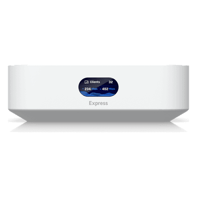 Cloud Gateway Compacto / WiFi 6 / Cobertura 140 m² (1500 ft²) / 50 Dispositivos / 2.4 Gbps / 2 Puertos GbE UX UBIQUITI
