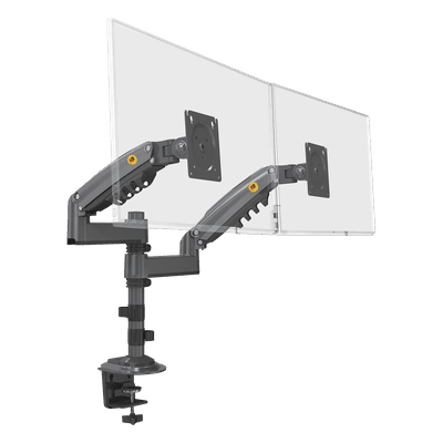 Brazo de Escritorio para 2 Monitores / 17 a 27 Pulgadas / Carga 9 kg por Monitor / VESA 75x75 y 100x100 / Rotación 360° / Amortiguador de Gas / Acero H180GNB NB-EPCOM