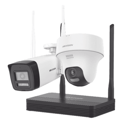 Kit de Videovigilancia IP Inalámbrico / NVS 4 Canales / 2 Cámaras Wi-Fi 2 Megapixel / Dual Light 30 m (98.4 ft) / Audio Bidireccional / Lente 2.8 mm / 97° HFOV
