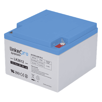 Batería de Respaldo AGM / 12 V / 26 Ah / Vida Útil 5 Años / Terminales M5 / Certificación UL LK2612 LINKEDPRO BY EPCOM