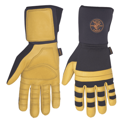 Guantes de Trabajo para Liniero / Cuero Blando / Nudillos Acolchados Doble Fila / Neopreno 4'' (102 mm) / Talla Grande 40082 KLEIN TOOLS