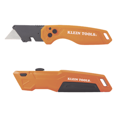 Navaja Multiusos Deslizable / Cuchilla Plegable 135° o 180° / Bloqueo con Liberación Rápida / 5 Cuchillas de Repuesto / Color Naranja de Alta Visibilidad 44312 KLEIN TOOLS