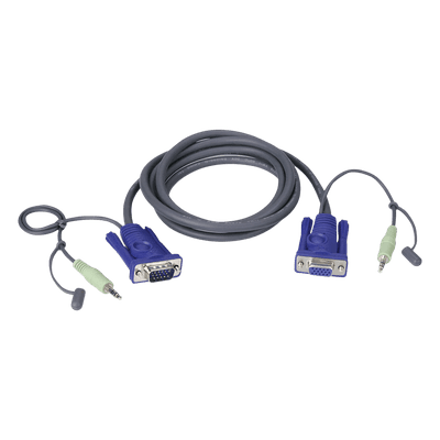 Cable VGA con Audio / 1920x1200 / Macho a Hembra 15 Pines / 1.8 m / 6 ft / Apantallado Mylar 2L2402A ATEN