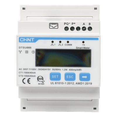 Medidor de Energía Inteligente / Monitoreo con TC Externos 100 A / Inyección Cero / Integración Cloud / Compatible con Microinversores DTSU666/100A HOYMILES