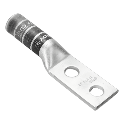Terminal de Compresión / Barril Largo / Doble Ojillo Biselado / Conductor 6 AWG / 35 kV / 67 mm (2.65 in) HUB-YA6-C2T-C14 HUBBELL BURNDY