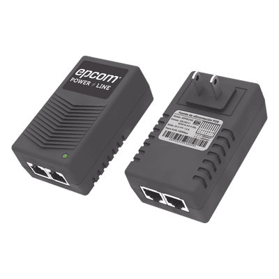 Inyector PoE de Pared / 24 Vcc / 1 A / 24 W / Protección OV, OC, SC, UV / -25°C a 65°C / Doble RJ45