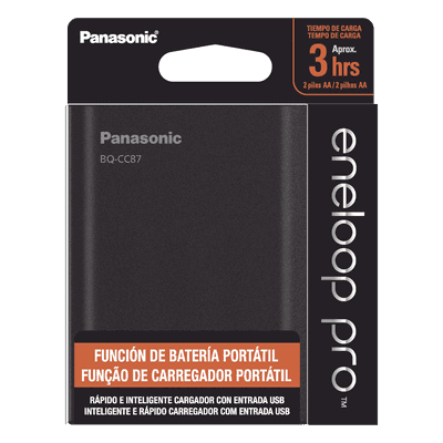Cargador de Baterías 2 en 1 / Power Bank / 4 Slots / AA y AAA Ni-MH / Carga Individual y Simultánea BQCCC87ABK PANASONIC