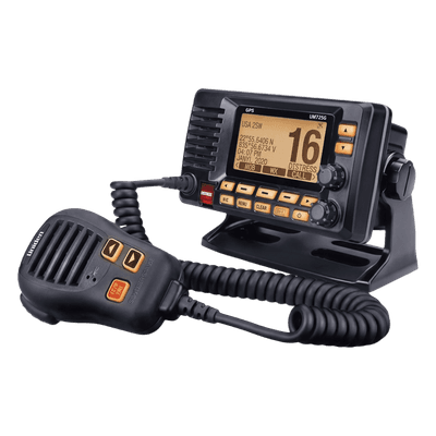 Radio Móvil Marino VHF / 25W RF / GPS Integrado / NMEA 2000 / DSC Clase D / IPX8 / Triple Observación / LCD de Alta Visibilidad UM725GBK UNIDEN