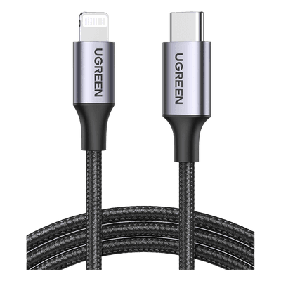 Cable USB-C a Lightning / 2 m (6.56 ft) / Certificado MFi / Carga Rápida 60W / 480 Mbps / Nylon Trenzado / Aluminio 60761 UGREEN