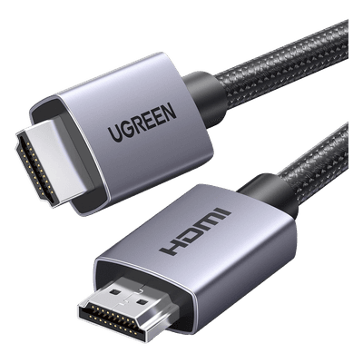 Cable HDMI 2.0 de Nylon Trenzado | 1 m | 4K@60Hz | ARC | Dolby ATMOS | True HD | DTS HD | HDR | 3D Inversivo | 3 modos de Visualización | 3 Capas de Protección + 4 de Blindaje | Niquelado | Carcasa de Aluminio. 25297 UGREEN