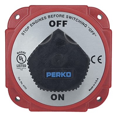 Interruptor de Desconexión de Batería / 480 A Continuos / 1200 A Intermitentes / 6-32 VDC / Terminales 1/2 Pulgada / Montaje Marino 9703DP PERKO