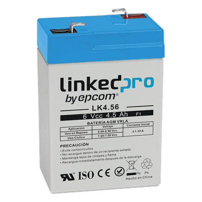 Batería de Respaldo AGM / 6 VCC / 4.5 Ah / Vida Útil 5 Años / Terminales F1 / Certificación UL LK4.56 LINKEDPRO BY EPCOM