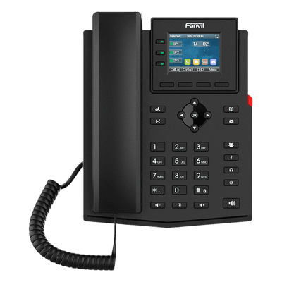 Teléfono IP 2 Hilos / 4 Cuentas SIP / Pantalla LCD 2.4 Pulgadas a Color / Conferencia 6 Vías / PoE / Voz HD / EHS X303-2W FANVIL