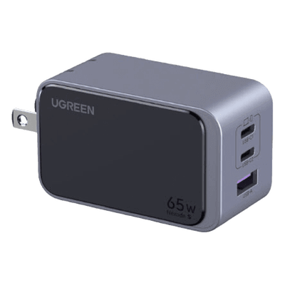 Cargador de Pared / 65W / 3 Puertos / 2 USB-C + 1 USB-A / GaN II / PD3.0 / QC4.0 / PPS2.0 / Enchufe Plegable US 45223 UGREEN