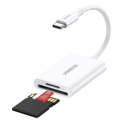 Lector de Tarjetas USB-C 3.1 | Soporta Micro-SD (TF) /SD | 5Gbps | 170 MB/s | OTG | Soporta hasta 2TB | Admite intercambio en Caliente | 2 tarjetas simultaneas | Soporta Windows/Mac OS/Linux | Color Blanco 35506 UGREEN