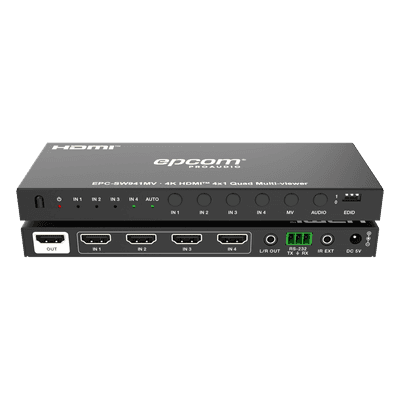Multivisor HDMI / 4 Entradas x 1 Salida / 4K@30Hz / Vista Cuádruple / Control IR / HDCP 1.4 EPC-SW941MV EPCOM PROAUDIO