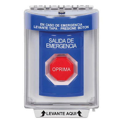 Botón Multipropósito / Salida de Emergencia / Reset Neumático / Sin Bocina / Texto Español / Tapa Policarbonato / 2 Relevadores Forma C / Interior-Exterior / -40°C a 121°C SS2438EX-ES STI