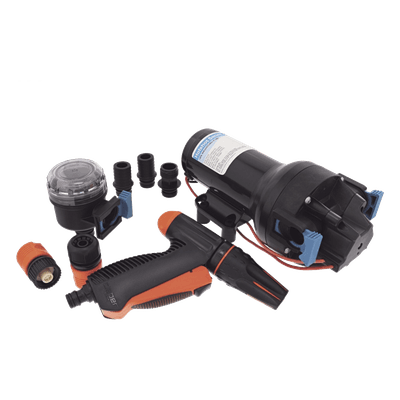 Bomba de Diafragma Marina / 12 VCC / 5 GPM (18.9 LPM) / 70 PSI (4.8 BAR) / Autocebante 2.4 m (8 ft) / IPX6 P501J-119N-3A JABSCO