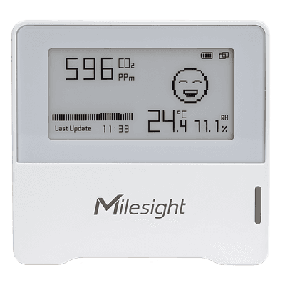 Sensor Ambiental LoRaWAN / CO2 + Temperatura + Humedad / Indicador Tipo Semáforo / Batería 3 Años / Compacto Sin Pantalla AM103L915M MILESIGHT