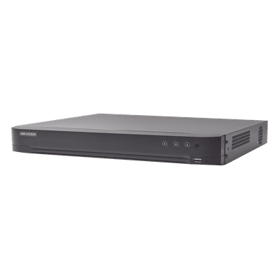 DVR Pentahíbrido / 16 Canales (8 TURBOHD + 8 IP) / 8 Megapixel (4K) / Audio Bidireccional Coaxitron / Reconocimiento Facial / H.265+ / 1 Bahía HDD 10 TB