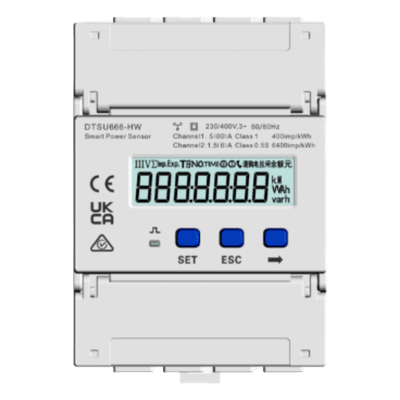 Sensor Trifásico de Medición / Red 3P4W/3P3W / Voltaje 90~1000 VCA / Corriente 0~80 A / Precisión ±0.5 % / Frecuencia ±0.01 Hz / Montaje Riel DIN SMARTPS-80-AI-T0 HUAWEI FUSIONSOLAR