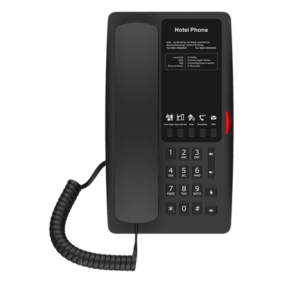 Teléfono IP Hotelero / 2 Líneas SIP / 5 Teclas Programables / Audio HD Manos Libres / PoE 802.3af / Puerto USB-A de Carga / Ethernet 10/100 Mbps H4B FANVIL