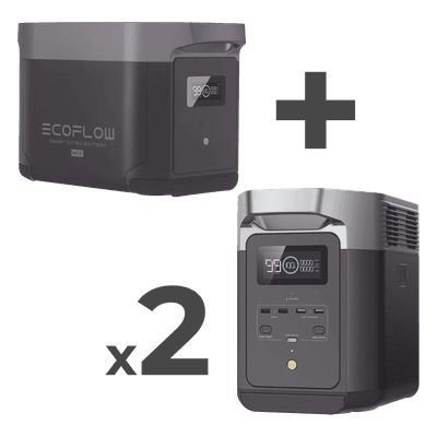 Kit Estación de Energía Portátil / 6144Wh Total / 2400W Continuo / 4800W Pico / LiFePO4 / WiFi & Bluetooth / 23 kg DLT2MAX-2BP ECOFLOW