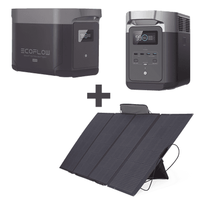 Kit Estación de Energía Portátil / 4096Wh LFP / 2400W CA / Panel Solar 400W / Wi-Fi+Bluetooth / 6 Salidas CA / 1.63x0.79x1.00 pies DLT2MAX-KIT-BP ECOFLOW