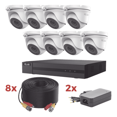 Kit de Videovigilancia TurboHD / DVR 8 Canales / 8 Cámaras Turret 2 Megapixel / IR 20 m (65.6 ft) / 8 Cables Coaxiales 20 m (65.6 ft) / 2 Fuentes de Alimentación