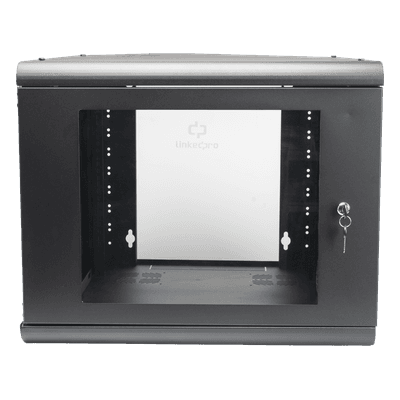 Gabinete de Pared 9U / 635 mm (2.08 ft) Profundidad / Acero Reforzado / Capacidad 100 kg / Cristal Templado SR-1909-GN2G LINKEDPRO