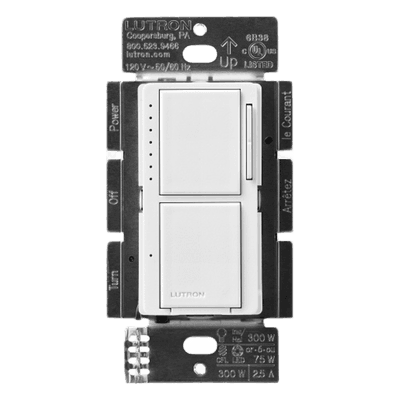 Dimmer + apagador de pared / 300 W Inc-Hal o 75 W LED-CFL / Apagador 300 W-2.5 A / 120 V / Sin neutro / Lutron Maestro MACLL3S25SW LUTRON ELECTRONICS