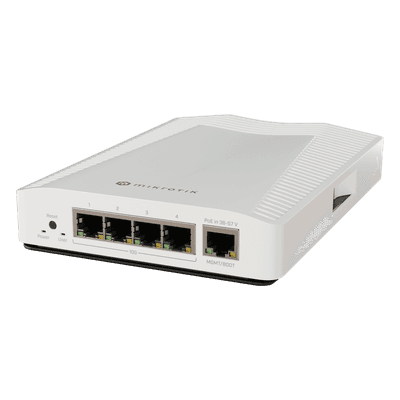 Switch Ethernet / 4 puertos 10Gbps / 1 puerto 1Gbps / Montaje pared o Riel DIN / Sin ventilador CRS304-4XG-IN MIKROTIK